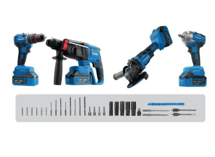 کیت شارژی 4 عددی براشلس 24 ولت ویوارکس مدل VR2404-BCK